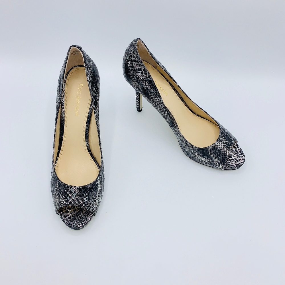 Enzo Angiolini EAMaiven Pewter Snakeskin Peep Toes